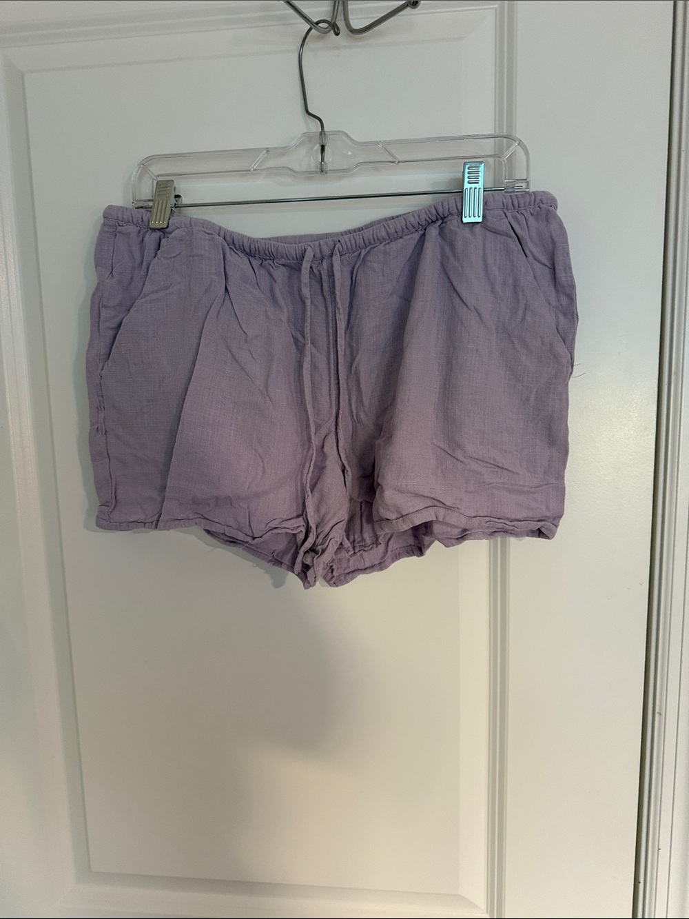 Light Purple Linen Women's Drawstring Casual Shorts